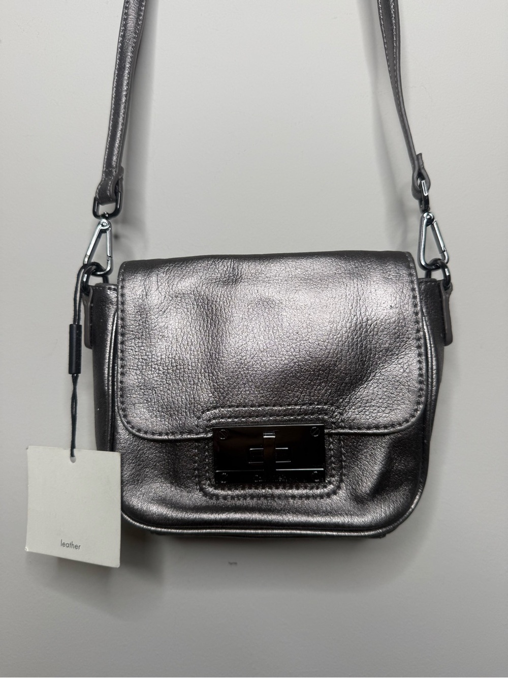Calvin Klein Silver Leather Crossbody Bag